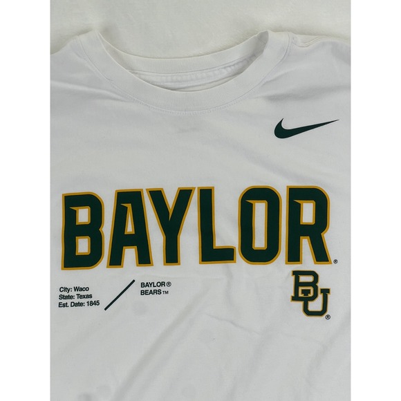 Nike Dri Fit Baylor Bears Long Sleeve T Shirt Men's Large White Green Gold - Picture 2 of 10